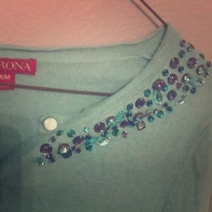 Teal jewel cardigan